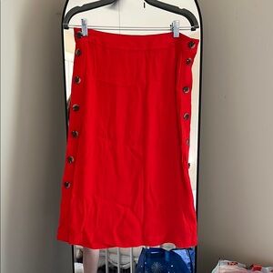 Madewell Red Button-Detail Midi Skirt